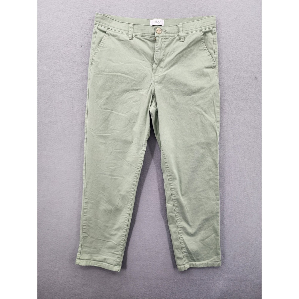 Curve Appeal Green Chino Pants Womens Size 8/29 Stretch Cotton Straight Trousers